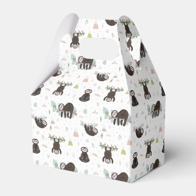 Sleepy Sweet Sloth Pattern Favor Box (Front Side)