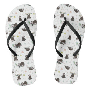 Sleepy Sweet Sloth Pattern Flip Flops