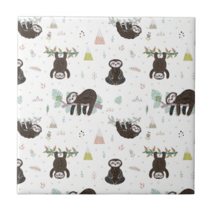 Sleepy Sweet Sloth Pattern Tile