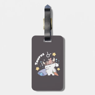 Sleepy Taurus Bunny Pattern - Zodiac Luggage Tag