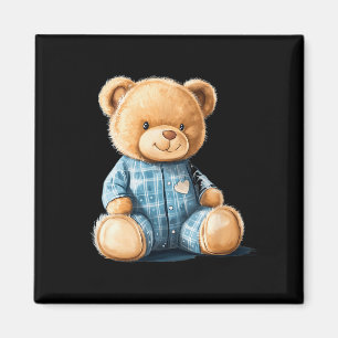 Sleepy Teddy Bear In Cute Pajama Outfit Magnet