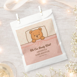 Sleepy Teddy Bear Light Pink Baby Shower Favour Bag