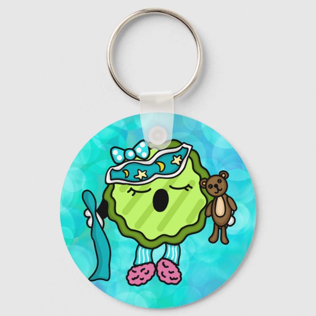 Sleepy Time Pickle | Night Night Jammies   Keychain (Front)