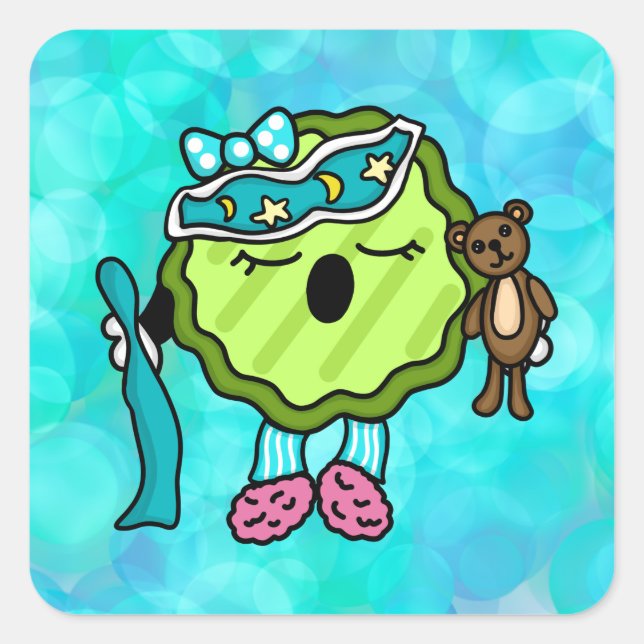 Sleepy Time Pickle | Night Night Jammies Square Sticker (Front)