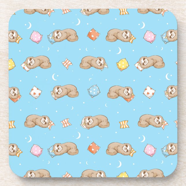 Sleepy Time Sloth Pattern Coaster (Front)