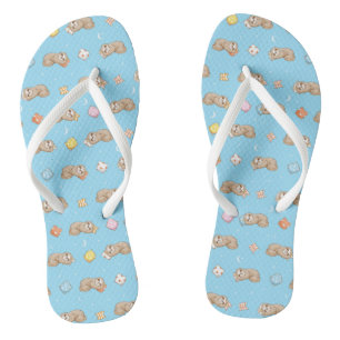 Sleepy Time Sloth Pattern Flip Flops