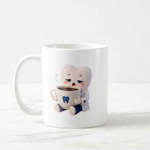 Sleepy Tooth Drinking Coffee Funny Dentist Gift  Mug