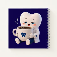 Sleepy Tooth Drinking Coffee Funny Dentist Noteboo