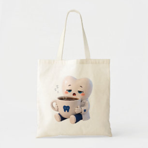Sleepy Tooth Drinking Coffee Funny Dentist Tote Ba Bag