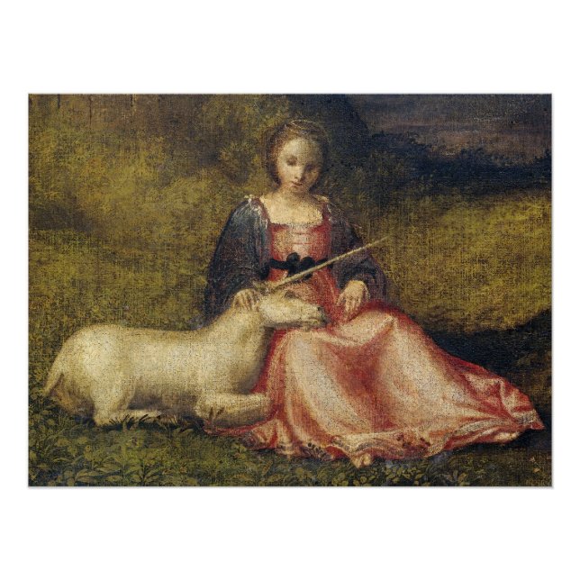 Sleepy Unicorn Antique Mystical Renaissance Italy Poster (Front)