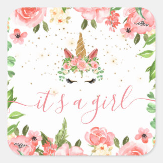 sleepy unicorn blush floral It's a girl Sticker