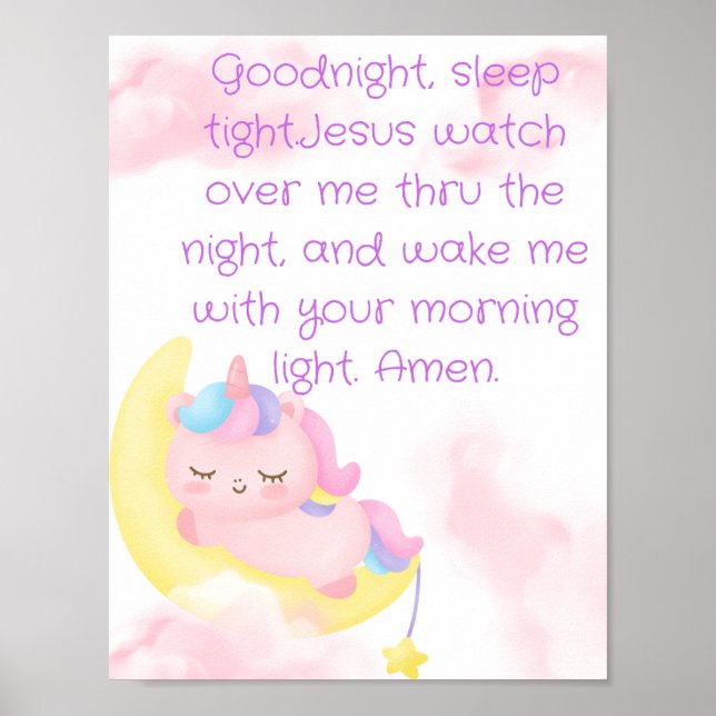 Sleepy unicorne prière Poster (Devant)