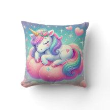 Sleepy Unicorne Valentine's Day Gift Throw Pillow