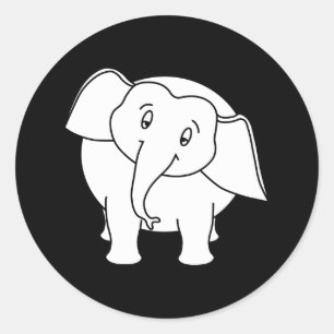 Sleepy White Elephant. Cartoon. Classic Round Sticker