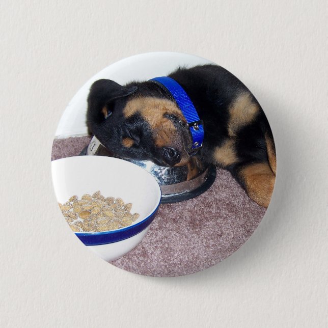 sleepyhead rottweiler. 2 inch round button (Front)