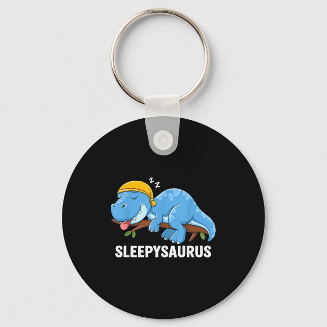 Sleepysaurus Dinosaur Pajama Sleeng  Keychain (Front)