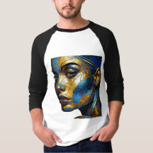 Sleeve Raglan Tee With An Art Expression -2
