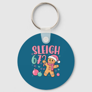 Sleigh 67 Gingerbread Christmas Six Seven Meme Vir Keychain