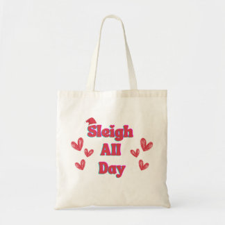 Sleigh All Day Festive Tote: Whimsical Hearts and Tote Bag