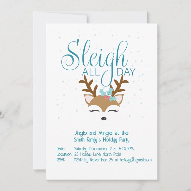 Sleigh All Day Holiday Party Invite (Front)