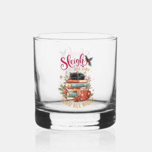 Sleigh All Day Read All Night  Whiskey Glass