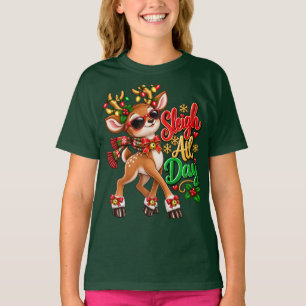 Sleigh All Day Reindeer T-Shirt
