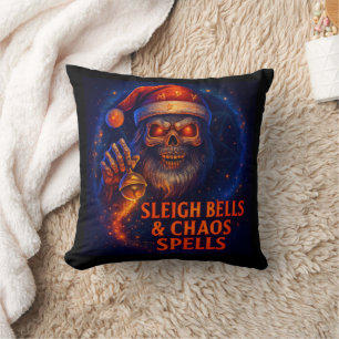 Sleigh Bells & Chaos Spells Christmas  Throw Pillow