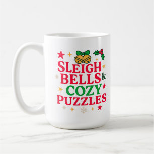Sleigh Bells & Cozy Puzzles Festive Holiday Gift Coffee Mug