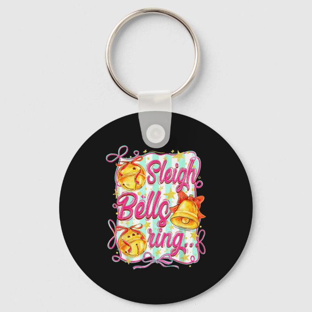 Sleigh Bells Ring Christmas Design For Girls  Keychain (Front)