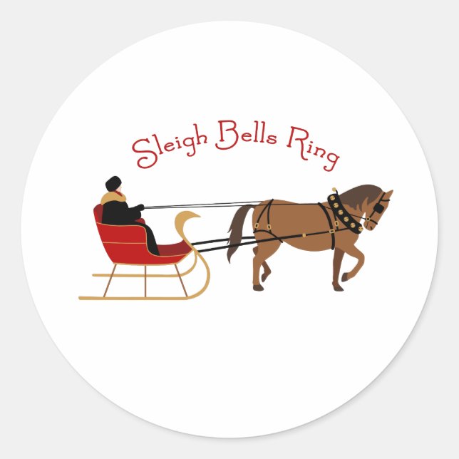 Sleigh Bells Ring Classic Round Sticker (Front)