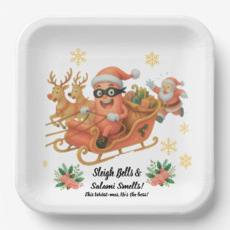 Sleigh Bells & Salami Smells! Paper Plate