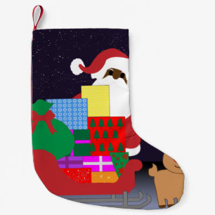 sleigh black santa small christmas stocking