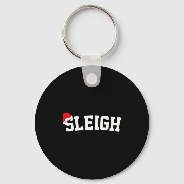 Sleigh Christmas Santa Hat Matching Christmas Fami Keychain (Front)
