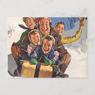 Sleigh Christmas Snow Fun Holiday Postcard