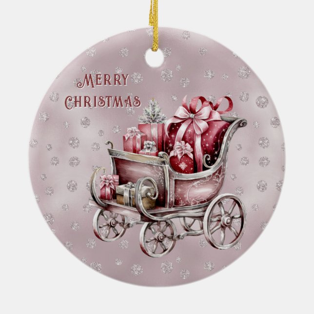 Sleigh De Noël Avec Cadeaux Ornement De Vacances (Dos)