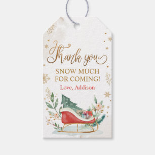 Sleigh Favour Tag Winter Thank You Tag Gold Outsid