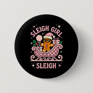 Sleigh Girl Cute Cookie Christmas  2 Inch Round Button