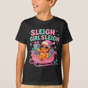 Sleigh Girl Cute Gingerbread Christmas Art T-Shirt