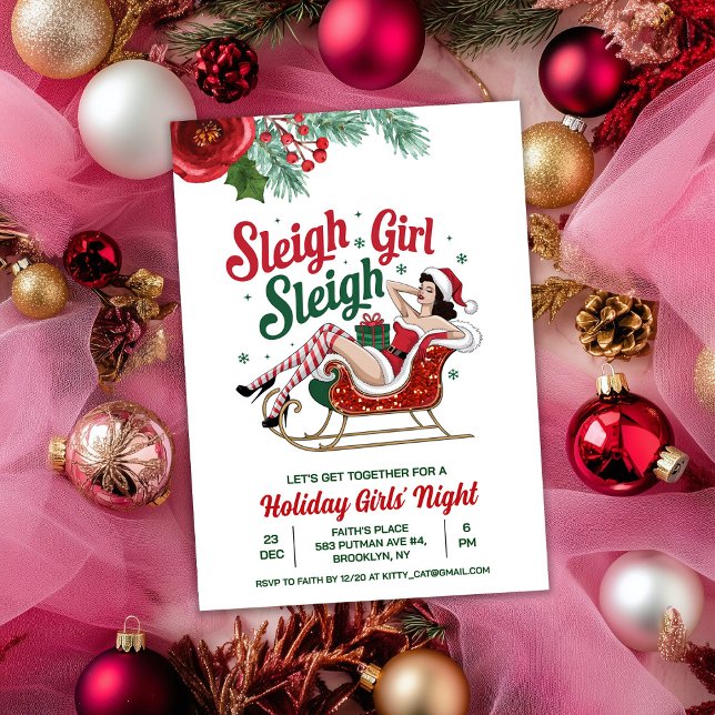 Sleigh Girl Sleigh Holiday Invitation de Noël (Créateur téléchargé)