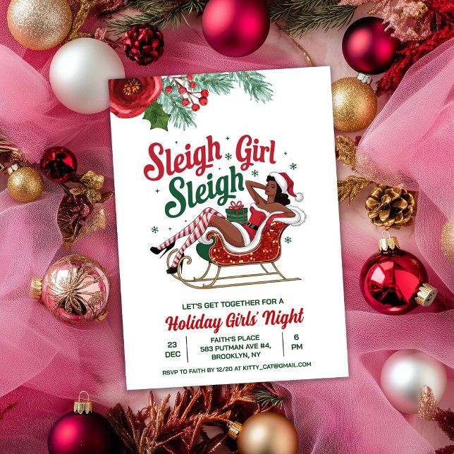 Sleigh Girl Sleigh Holiday Invitation de Noël (Créateur téléchargé)