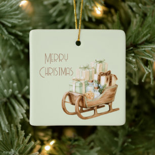 Sleigh Mint Gifts Christmas Ceramic Ornament