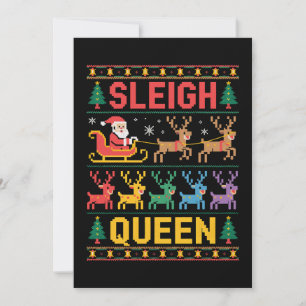 Sleigh Queen Christmas Santa Reindeer Ugly Sweater Invitation