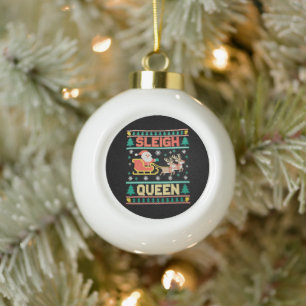 Sleigh Queen LGBTQ Rainbow Reindeer Christmas Xmas Ceramic Ball Christmas Ornament