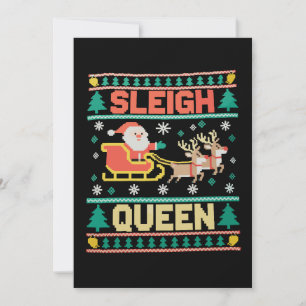 Sleigh Queen LGBTQ Rainbow Reindeer Christmas Xmas Invitation