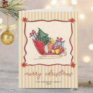 Sleigh Ride Christmas Stripes Non Photo Holiday Card