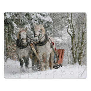 Sleigh Ride in the Snowy Forest Jigsaw Puzzle