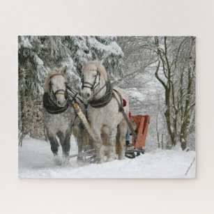 Sleigh Ride in the Snowy Forest Jigsaw Puzzle