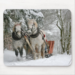 Sleigh Ride in the Snowy Forest Mouse Pad