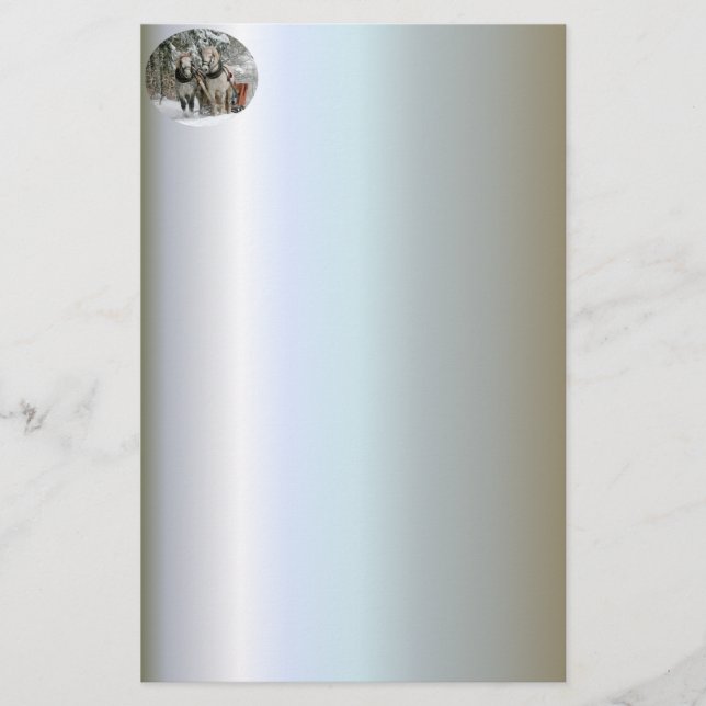 Sleigh Ride in the Snowy Forest Stationery (Front)