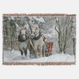 Sleigh Ride in Winter Wonderland Throw Blanket